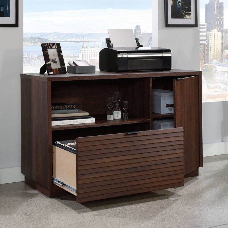 Palo Alto Small Office Credenza Spiced Mahogany - Sauder: Heat & Scratch Resistant, File Storage