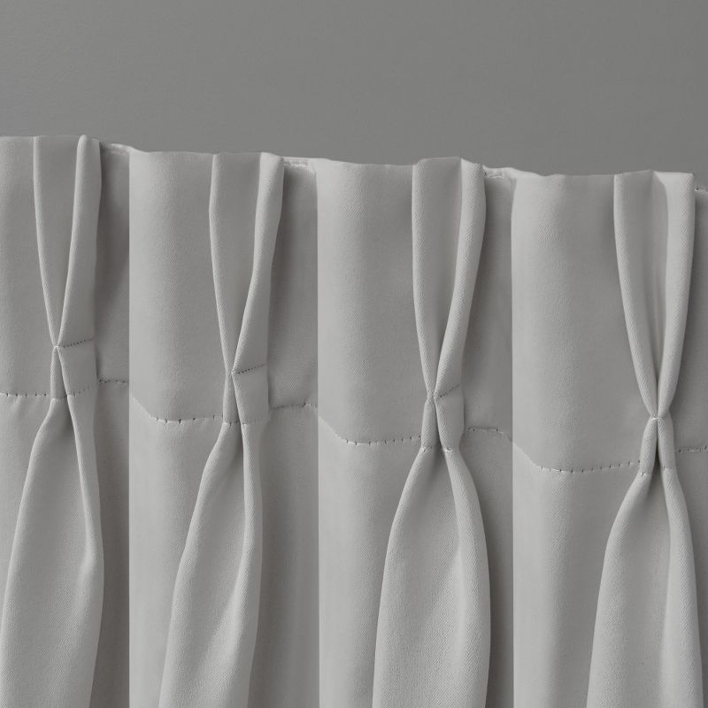 Set of 2 63"x30" Sateen Twill Woven Blackout Pinch Pleat Window Curtain Panel Silver - Exclusive Home