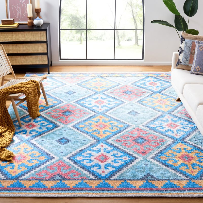 Saffron SFN560 Hand Loomed Area Rug - Blue/Aqua - 6'x6' - Safavieh.