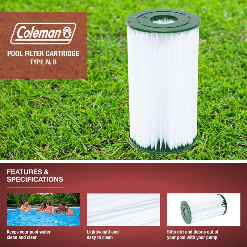 Coleman 90358E Type IV/Type B Swimming Pool Filter Pump Replacement Cartridges for 2,500 Gallons Per Hour Filter Pumps (3 Pack)