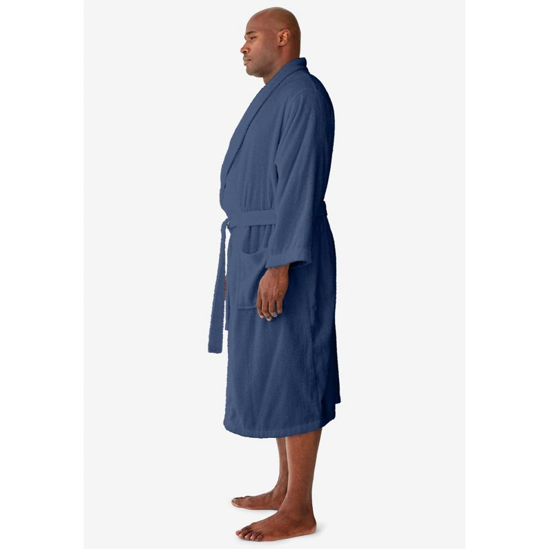 KingSize Men's Big & Tall Terry Bathrobe With Pockets - M/L, Midnight Teal