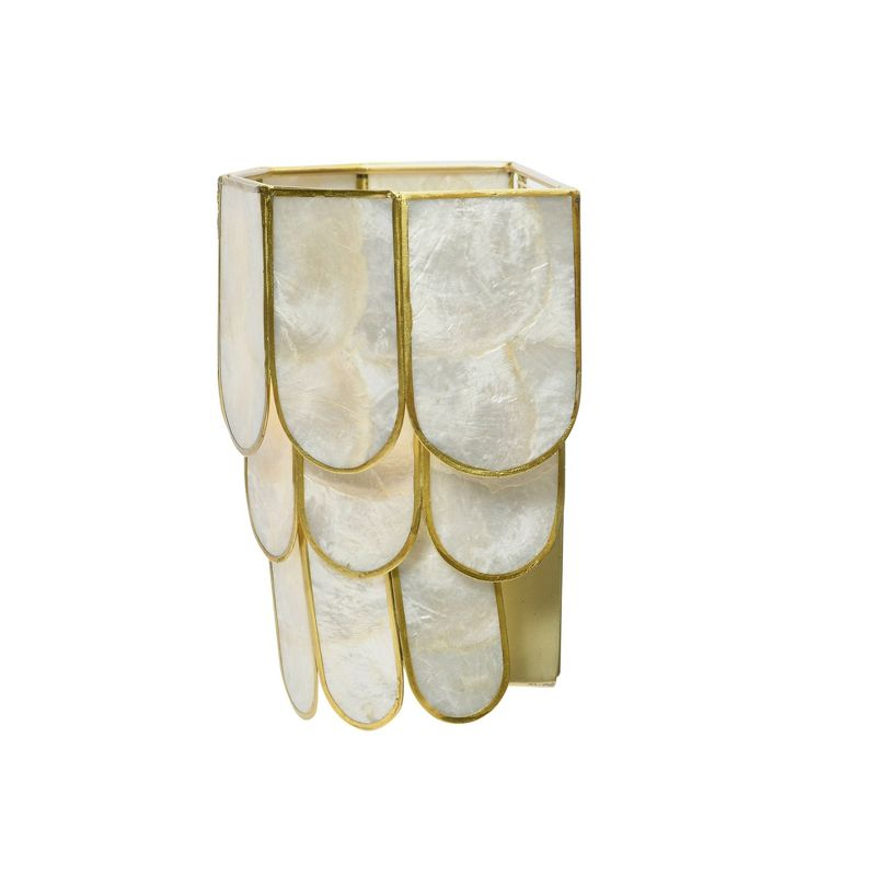 Storied Home 4-Tier Capiz and Metal Wall Sconce: ETL & UL Listed, 1-Way On Off, No Battery Required