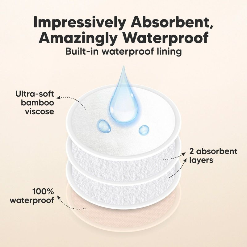 KeaBabies 14pk Organic Nursing Pads, Washable Breast Pads for Breastfeeding, Reusable Nipple Pads, Breastfeeding Essentials (Bare Beige, Large 4.8)