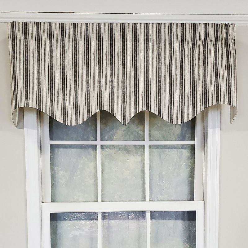 RLF Home Luxurious Modern Design Classic Brunswick Stripe Regal Style Window Valance 50" x 17" Gray
