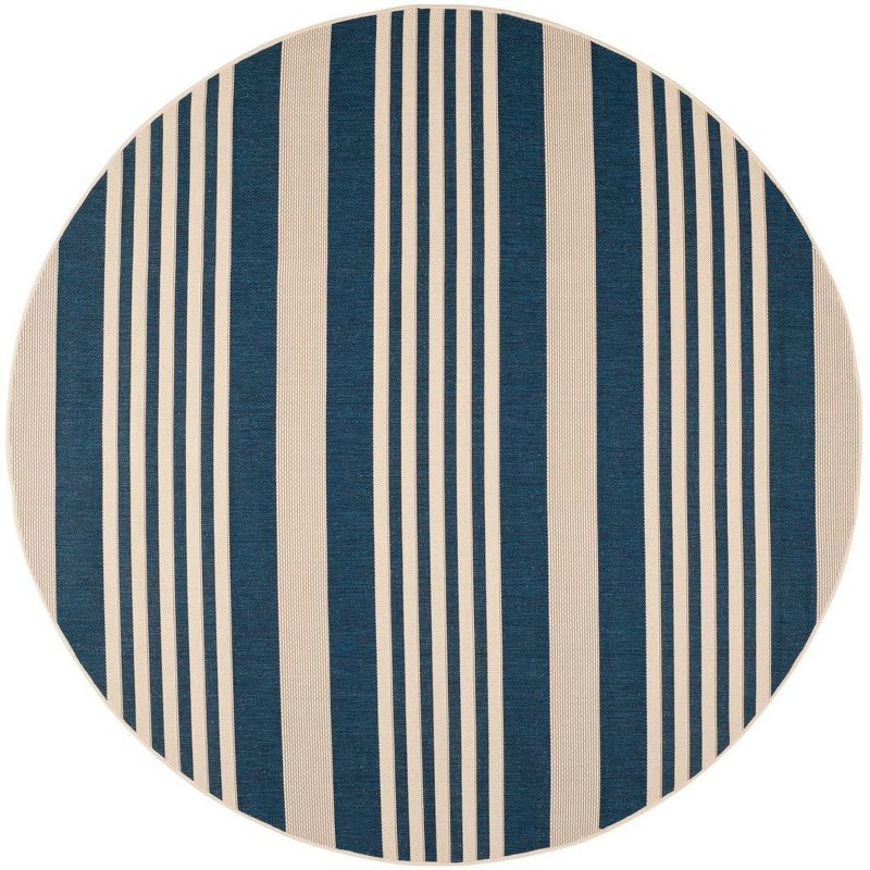 Courtyard CY6062 Power Loomed Indoor/Outdoor Area Rug - Navy/Beige - 7'10" Round - Safavieh.