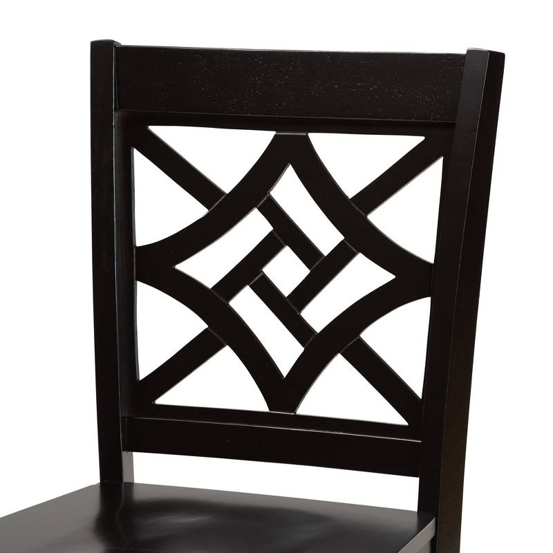 2pc Nicolette Wood Counter Height Barstools Brown - Baxton Studio: Oval Back, Polyester Upholstery, 24" Seat