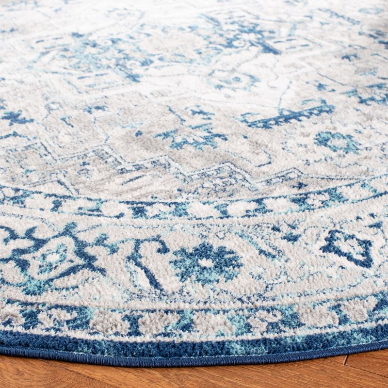 Brentwood BNT851 Power Loomed Indoor Area Rug - Light Grey/Blue - 6'7" Round - Safavieh