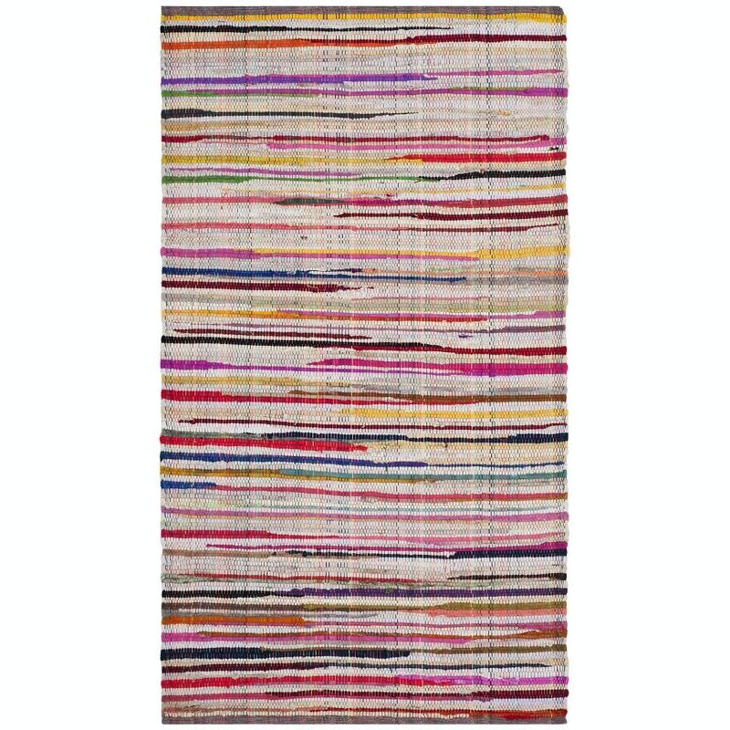Rag Rug RAR240 Hand Woven Indoor Area Rug - Ivory/Multi - 4'x6' - Safavieh.