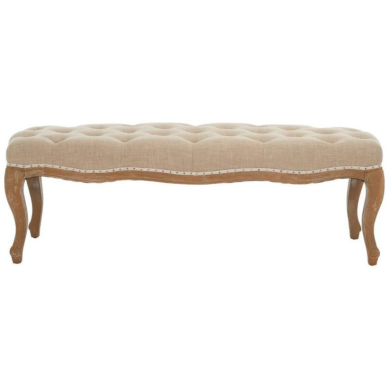 Ramsey Bench With Flat Black Nail Heads - Wheat/Natural Cream - Safavieh