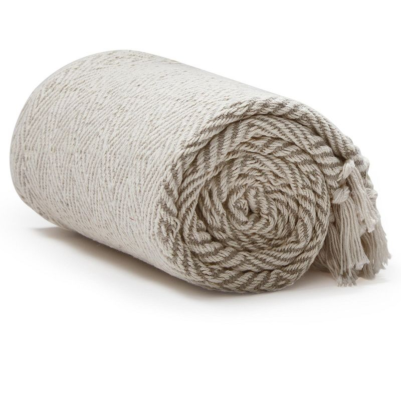 Americanflat 100% Cotton Throw Blanket for Couch - 50x60 - All Seasons Neutral Lightweight Cozy Soft Blankets.[Cream Beige Diamond ]