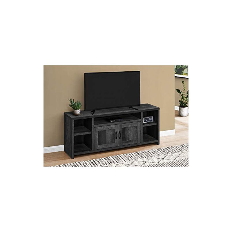 Monarch Specialties Tv Stand 60 Inch Console Media Entertainment Center Storage Cabinet Living Room Bedroom Laminate Black Transitional