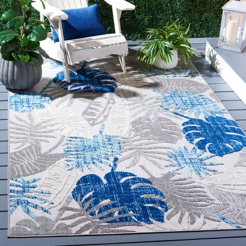 Cabana CBN831 Power Loomed Indoor/Outdoor Area Rug - Grey/Blue - 4'x4' - Safavieh