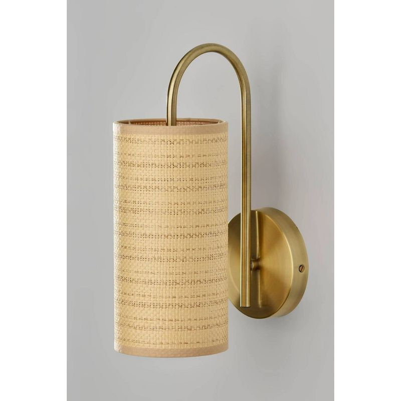 Adesso Mendoza Wall Lamp Brass: ETL Listed, 13.5" Height, Dimmable, Antique Finish, Metal Body