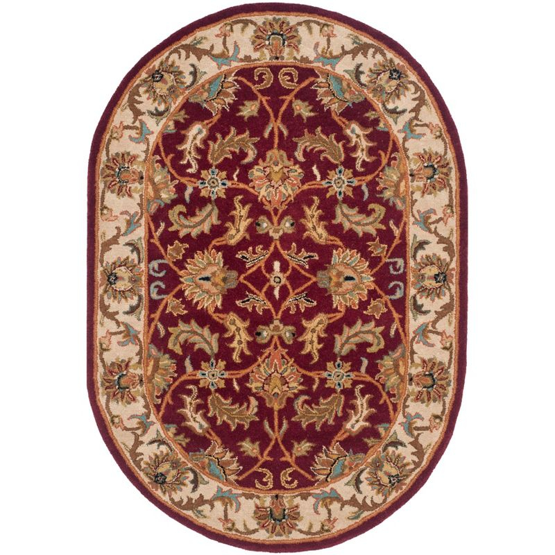 Heritage HG628 Hand Tufted Area Rug - Red/Ivory - 7'6"x9'6" Oval - Safavieh.
