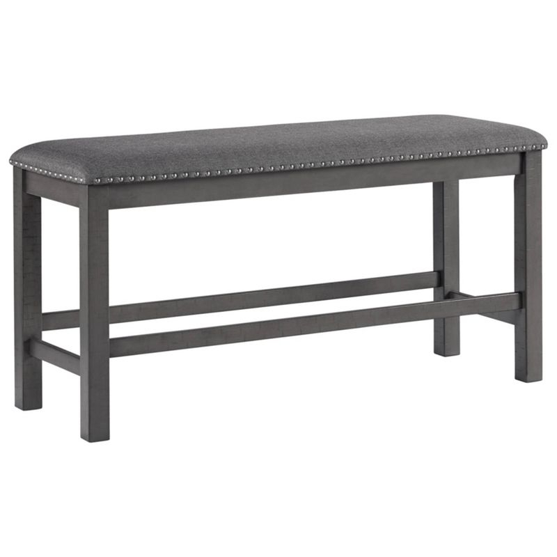 Myshanna Double Upholstered Two-Tone Dining Bench Gray: Nailhead Trim, Rectangle - Signature Design by Ashley