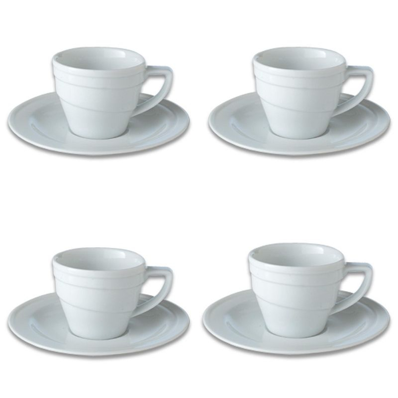 BergHOFF BergHOFF 4Pc Essentials Porcelain Espresso Cup 3.5 oz., and Saucers (Set of 4)