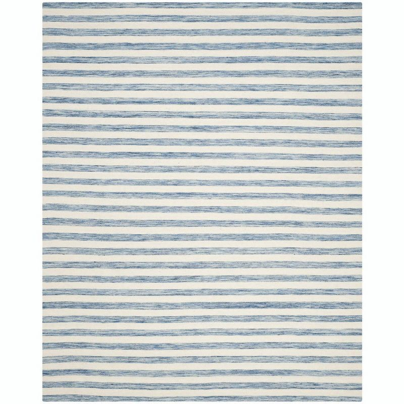 Dhurries DHU575 Hand Woven Flat Weave Area Rug Blue / Ivory 8' X 10' - Safavieh.