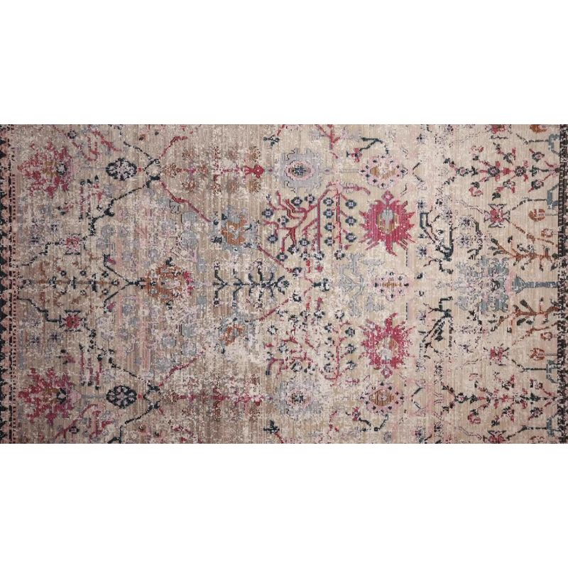 9'6"x12'7" Elva Indoor/Outdoor Oriental Area Rug Tan/Blue - Jaipur Living: Traditional Floral Medium Pile Rug