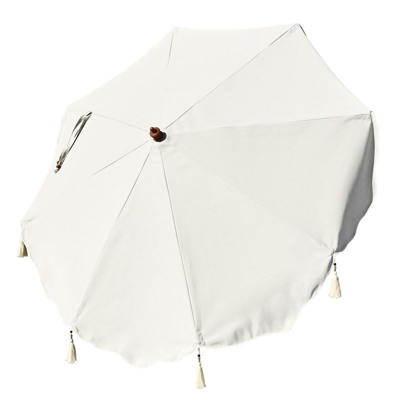 LAGarden 7 Ft Fringe Umbrella Replacement Canopy Top Cover Boho Outdoor Yard, Beige with Fringe, BH7W-01C