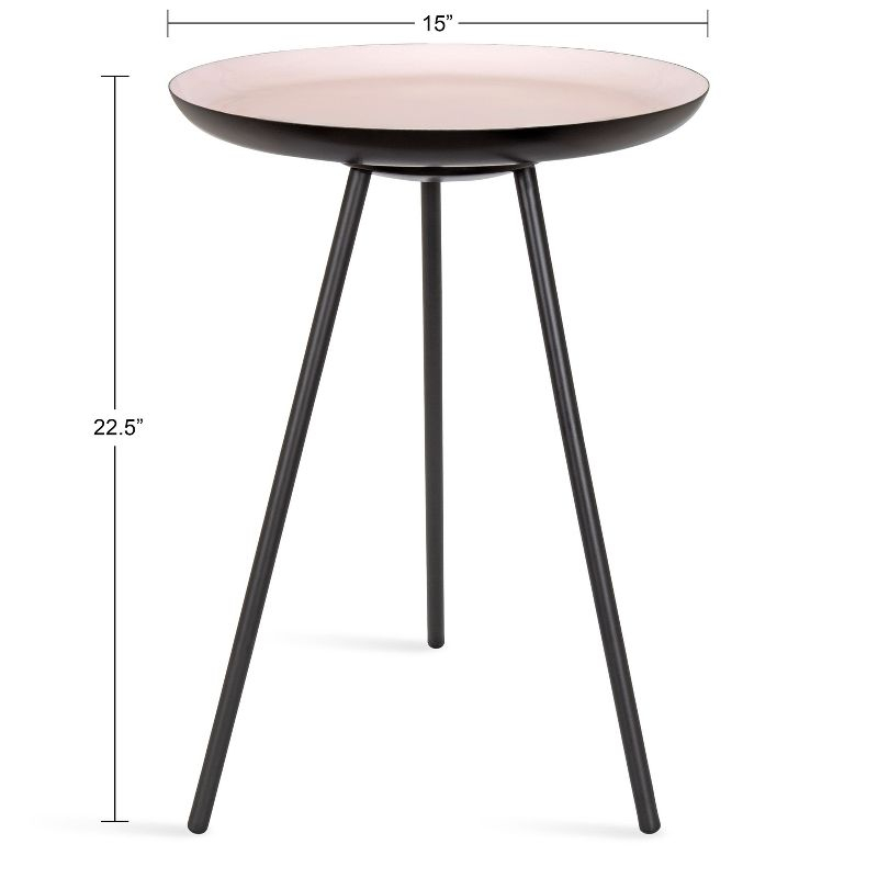 Kate and Laurel Laranya Round Metal Side Table, 15x15x22.5, Pink and Black