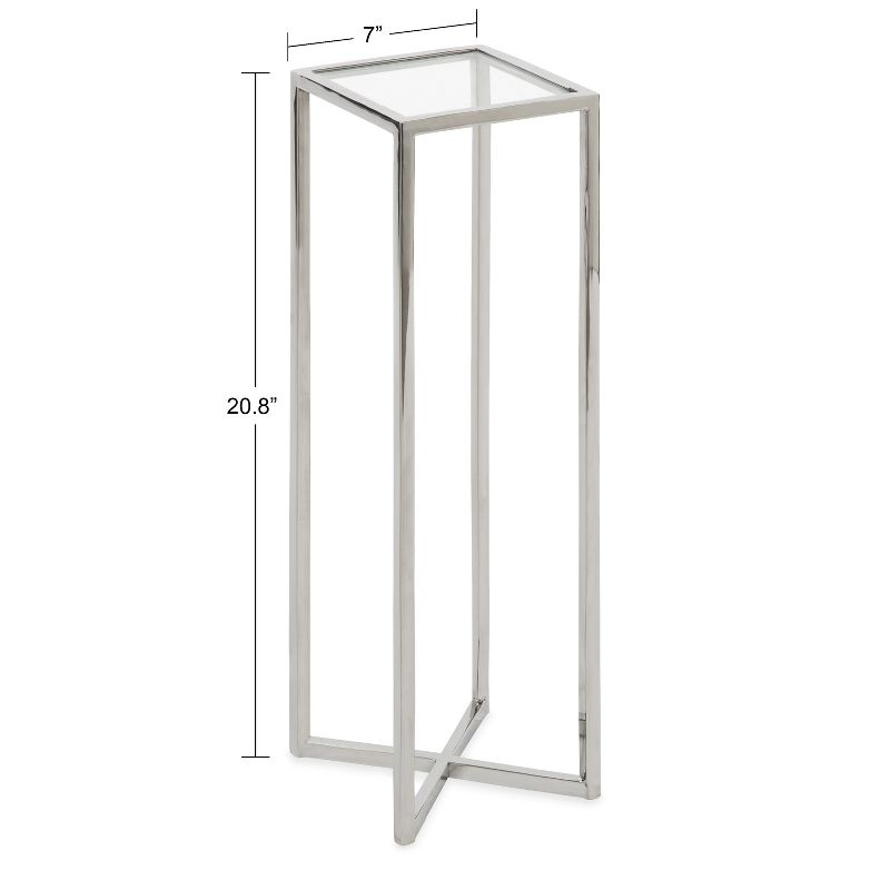 Kate and Laurel Jaspur Square Metal Drink Table, 7x7x21, Silver