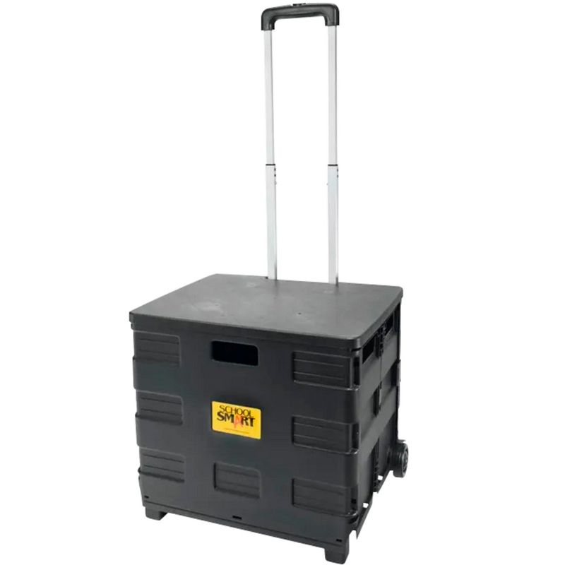 School Smart Folding Storage Cart on Wheels, Large, 16-1/4 x 13 x 13-1/2 Inches, Black