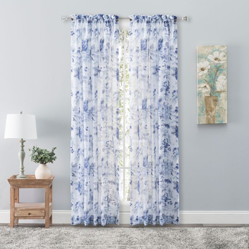 Ophelia & Co. Bremen Elegant Water-Color Floral Semi-Sheer Single Curtain Panel