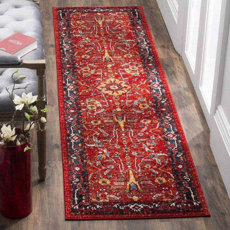 Vintage Hamadan VTH220 Power Loomed Indoor Runner Rug - Orange/Navy - 2'3"x10' - Safavieh