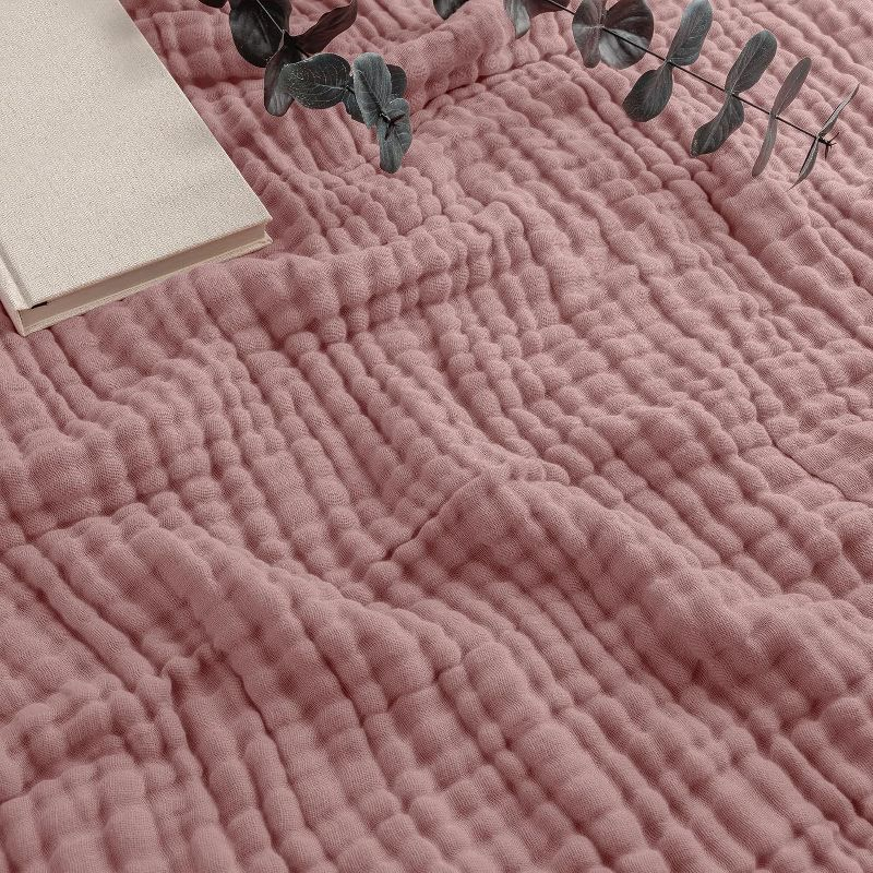 Muslin Blanket for Adults, Extra Large Throw 50" x 60" By Comfy Cubs - Mauve