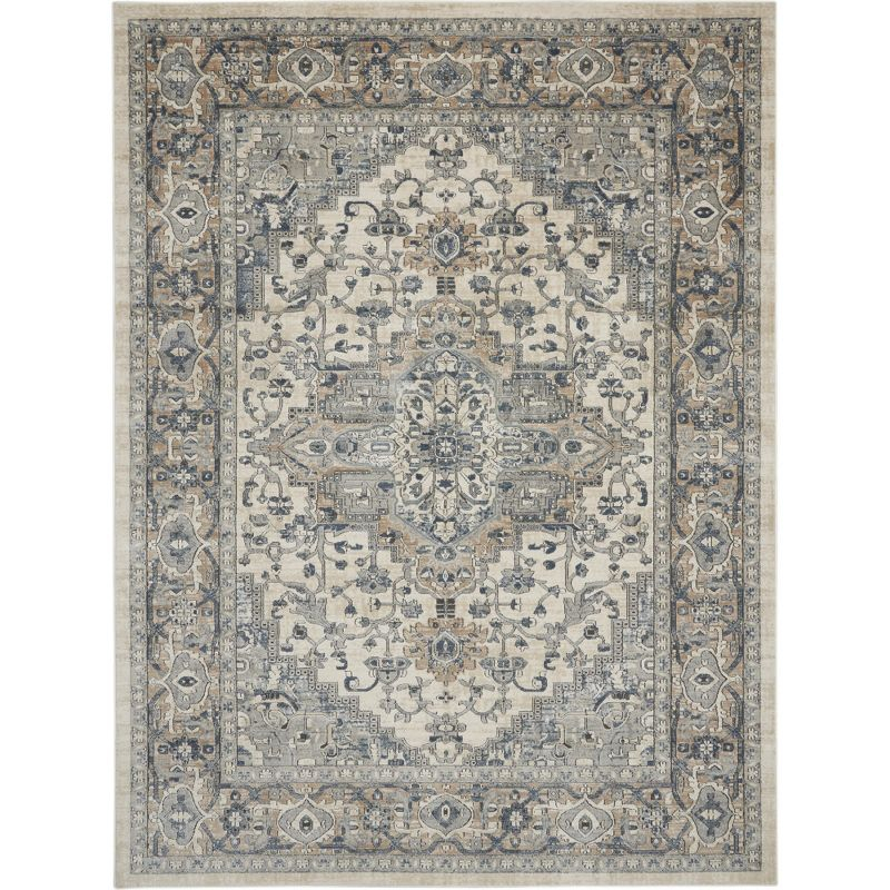Nourison Concerto Center Medallion Indoor Rug Ivory Grey 8'10" x 11'10"