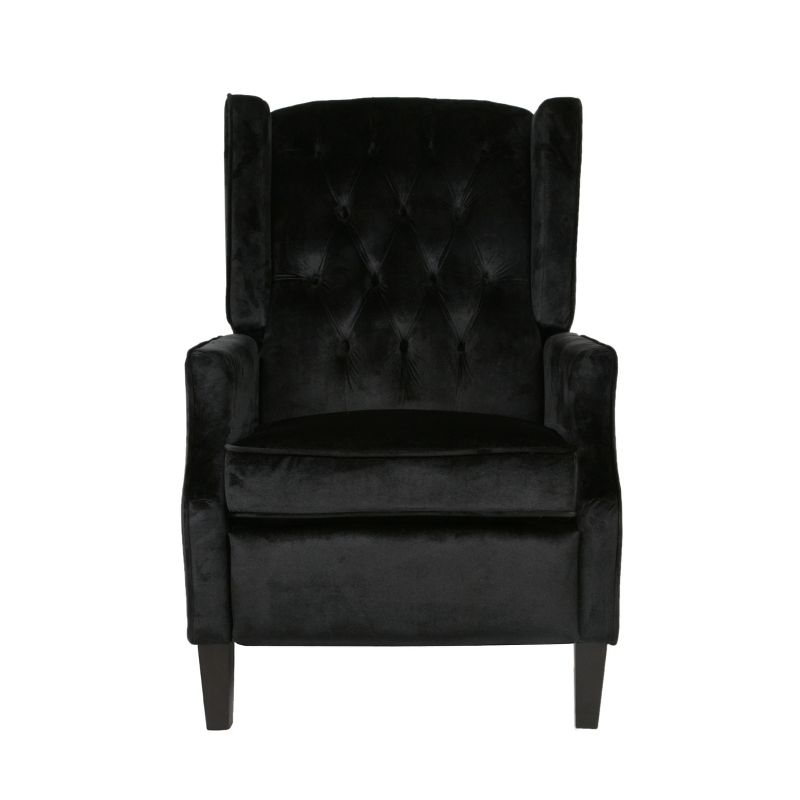 Christopher Knight Home Keating Contemporary Fabric Tufted Wingback Pushback Recliner, Black