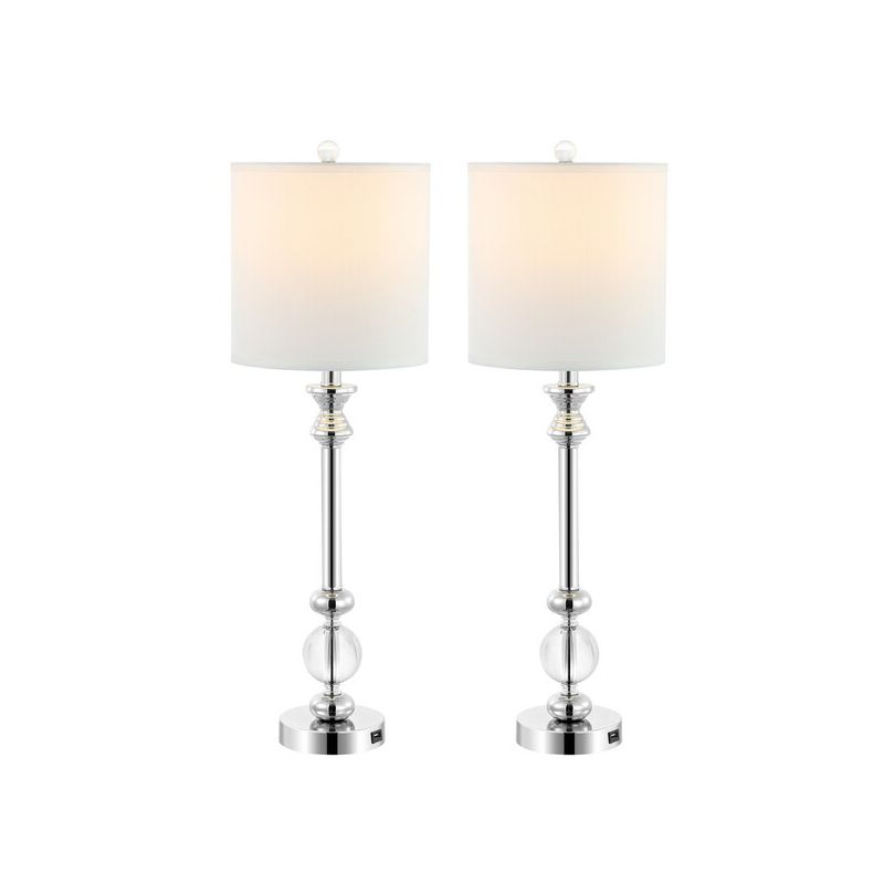 Erica Crystal Candlestick Lamp W/ USB Port (Set of 2) - 31 Inch Height - LIT4164 - Crystal - Safavieh