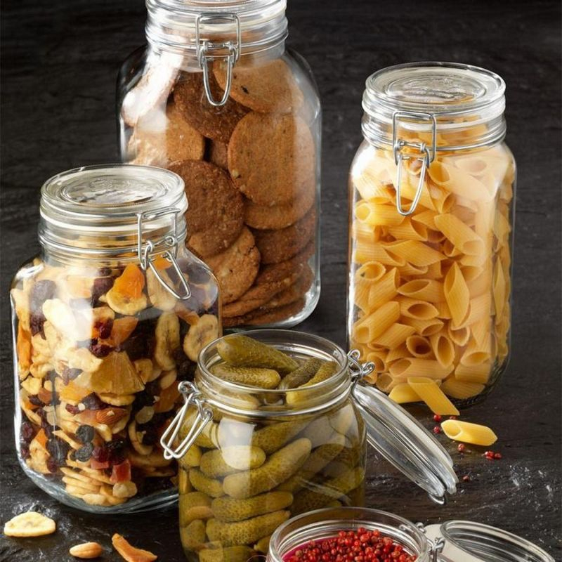 Bormioli Rocco Fido 5L Glass Jar - 169oz Airtight Storage with Metal Clamp & Rubber Gasket - Great for Kitchen Organization, Made in Italy