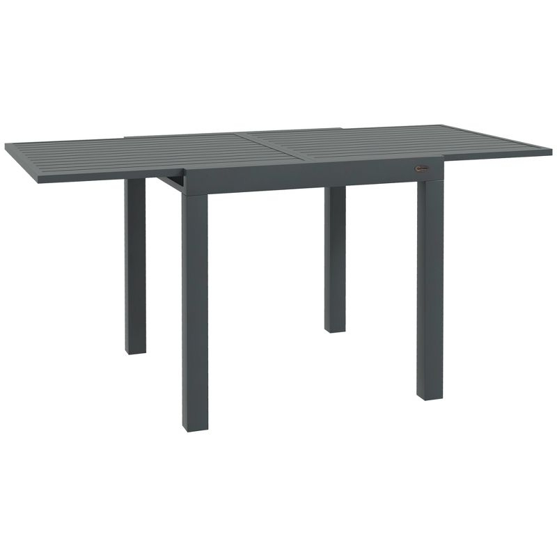 Outsunny Expandable Patio Dining Table for 4-6, Aluminum Extendable Outdoor Dining Table for Garden, Backyard, Poolside, Deck, Gray