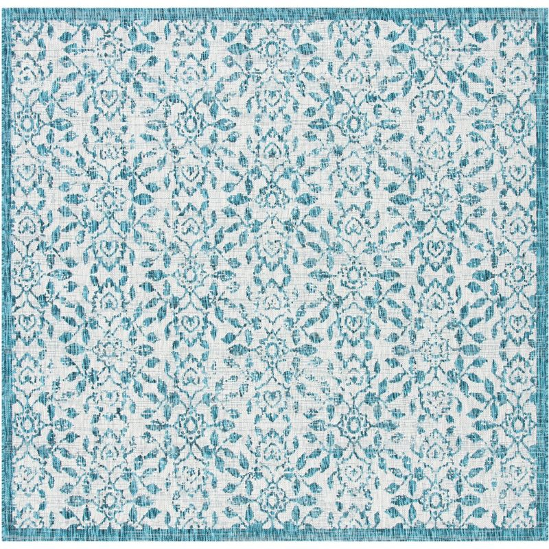 Courtyard CY8955 Power Loomed Indoor/Outdoor Area Rug - Grey/Blue - 6'7"x6'7" - Safavieh.