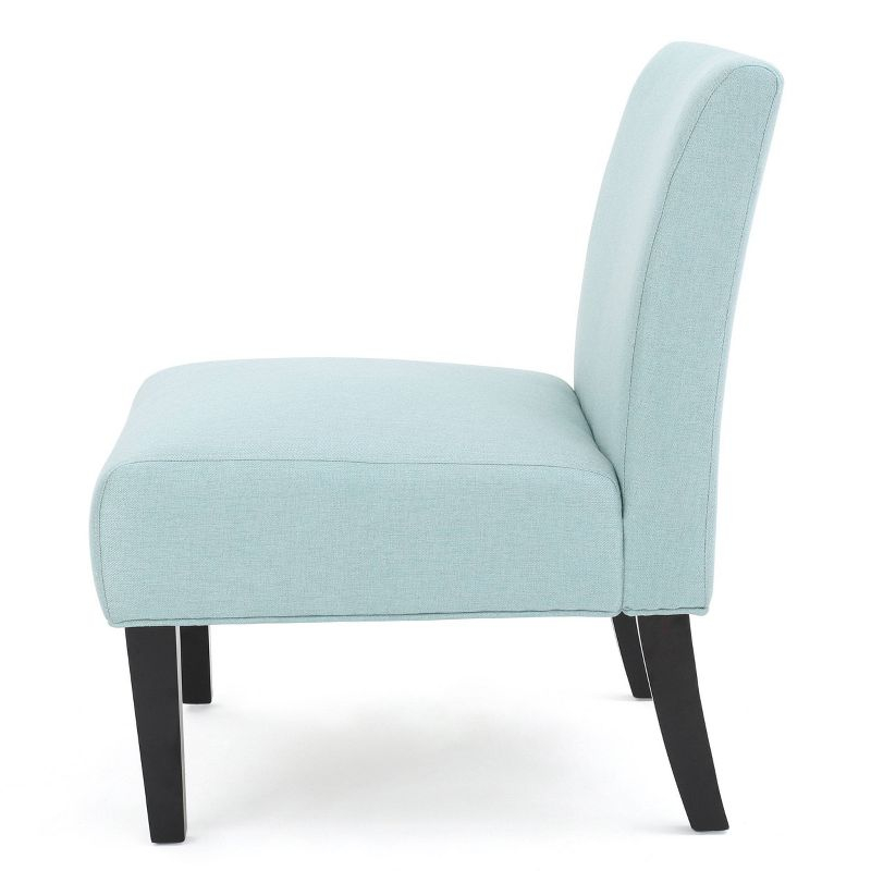 Kassi Accent Chair - Light Blue - Christopher Knight Home: Upholstered Slipper Chair for Living Room, Polyester Fabric, Hardwood Frame