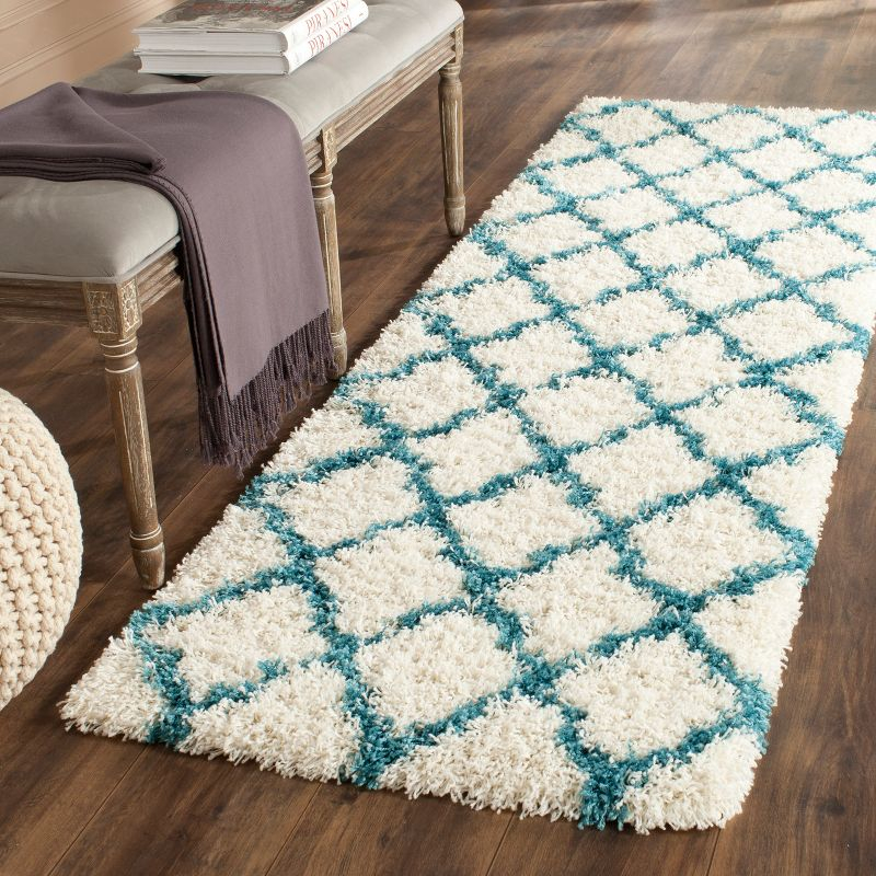 Shag Kids SGK569 Power Loomed Runner Rug - Ivory/Blue - 2'3"x7' - Safavieh.