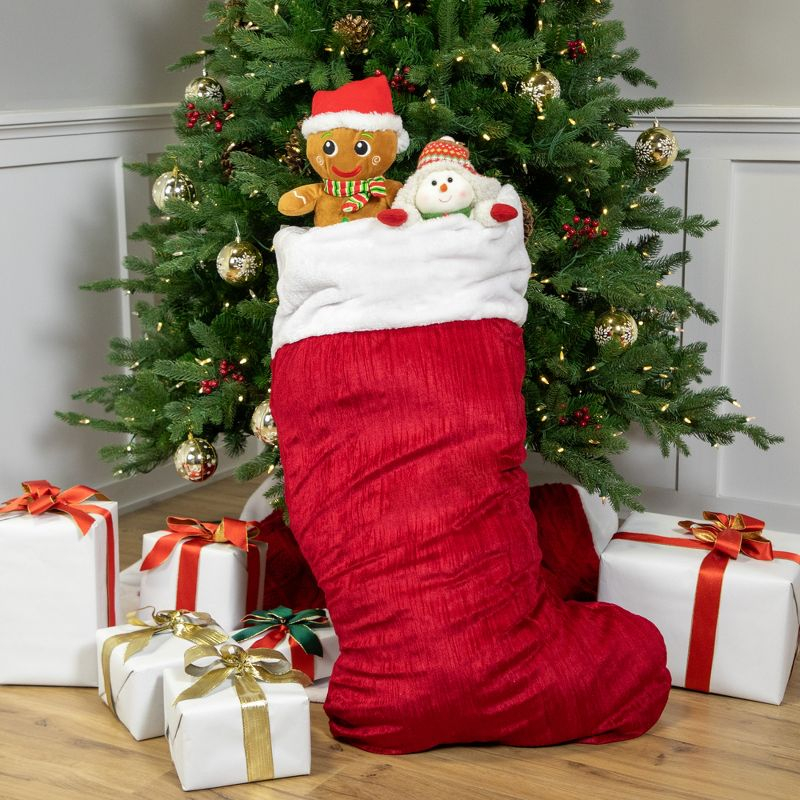 Northlight 50" Red and White Jumbo Velveteen Christmas Stocking