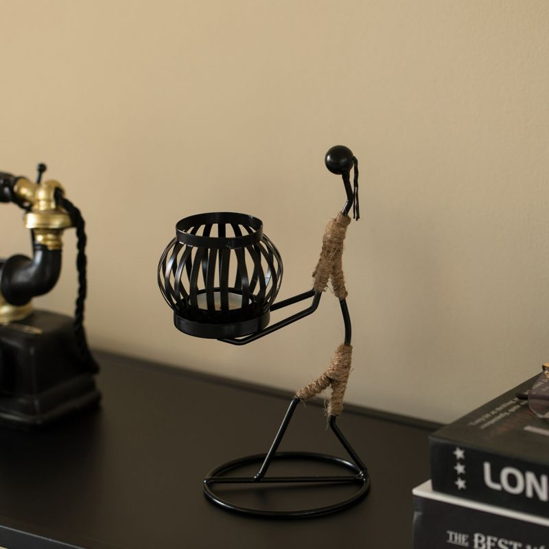 Fabulaxe Wire Figure Candle Holder Decorative Modern Tea Light Lantern Tabletop Centerpiece Candle Stand, Front Carry