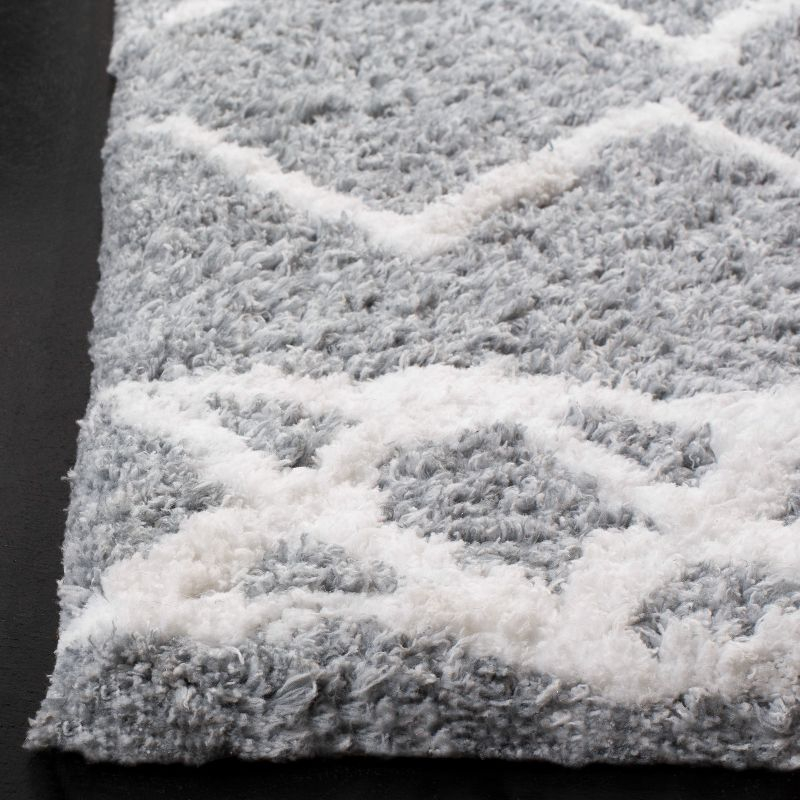 Equinox Shag EQS711 Hand Tufted Indoor Area Rug - Grey/Cream - 4'x6' - Safavieh