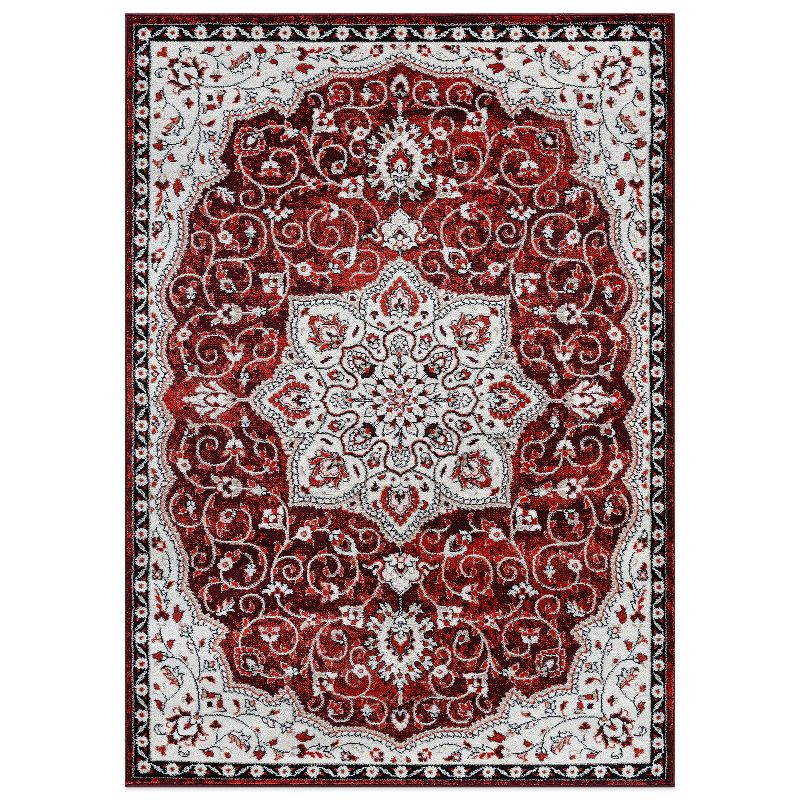 World Rug Gallery Traditional Medallion Area Rug - RED 5' X 7'