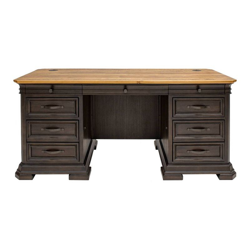 Sonoma Double Pedestal Desk Brown - Martin Furniture: Antique Bronze Hardware, Wood Veneer, No Assembly Required