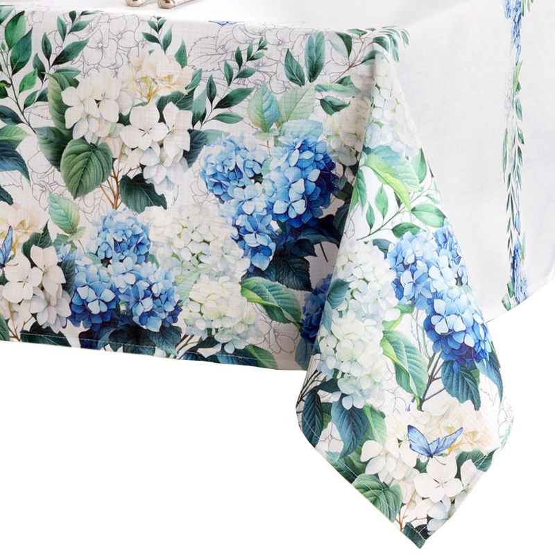 Hydrangea Bloom Floral Double Border Tablecloth - Multicolor - 60x144 - Elrene Home Fashions