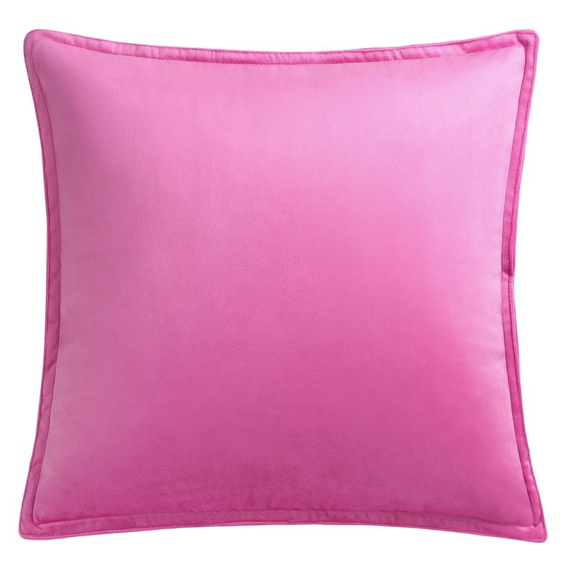 PiccoCasa Sofa Couch Decorative Soft Velvet Square Solid Throw Pillow Cover Hot Pink 18"x18"