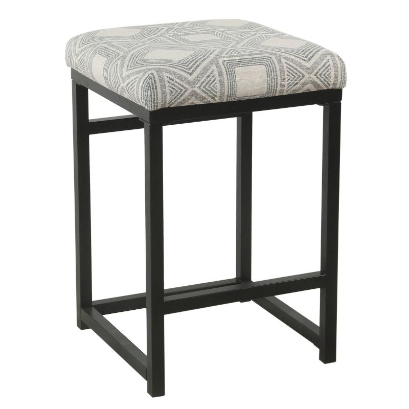 24" Open Back Metal Counter Height Barstool Charcoal - HomePop: Upholstered, Powder-Coated, 250lb Capacity
