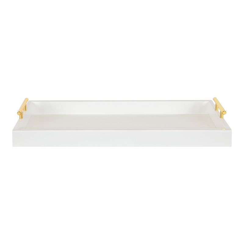 Kate and Laurel Lipton Tray, 10x24, White and Gold