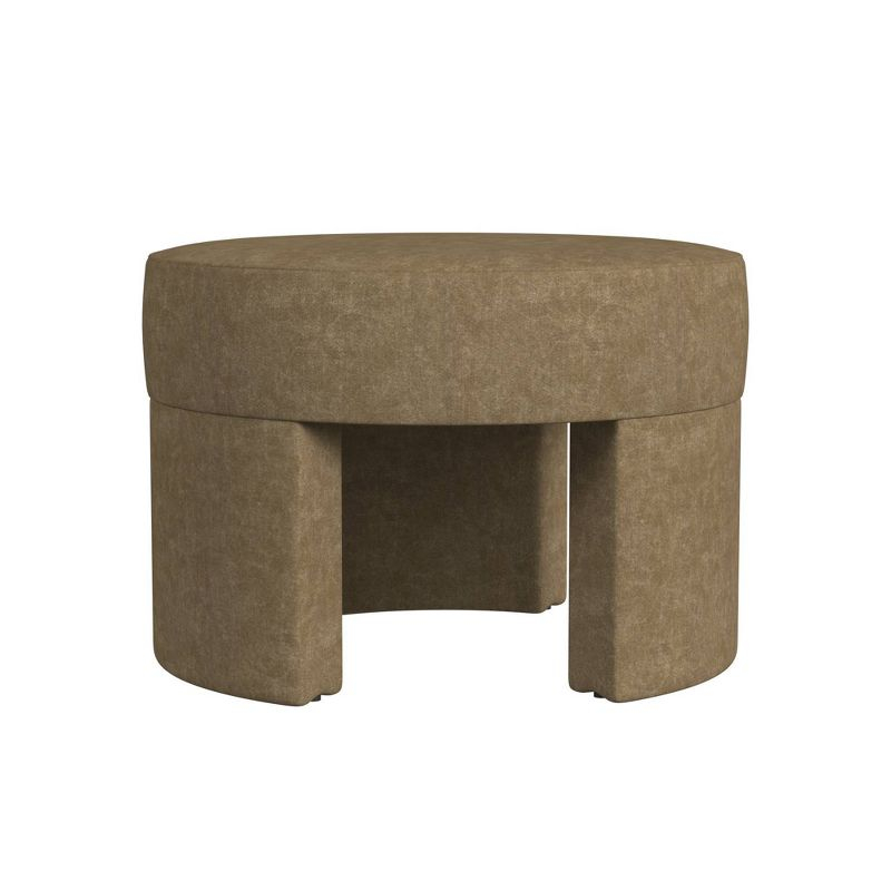 Sophia Ottoman Mocha - HomePop: Velvet Upholstered, Footrest, Round Bench, No Assembly Required