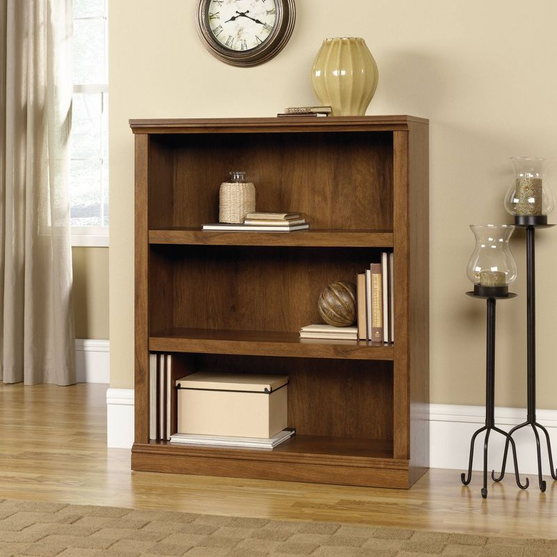 44" 3 Shelf Bookcase Oiled Oak Brown - Sauder: MDF, Metal Hardware, Home Office Display