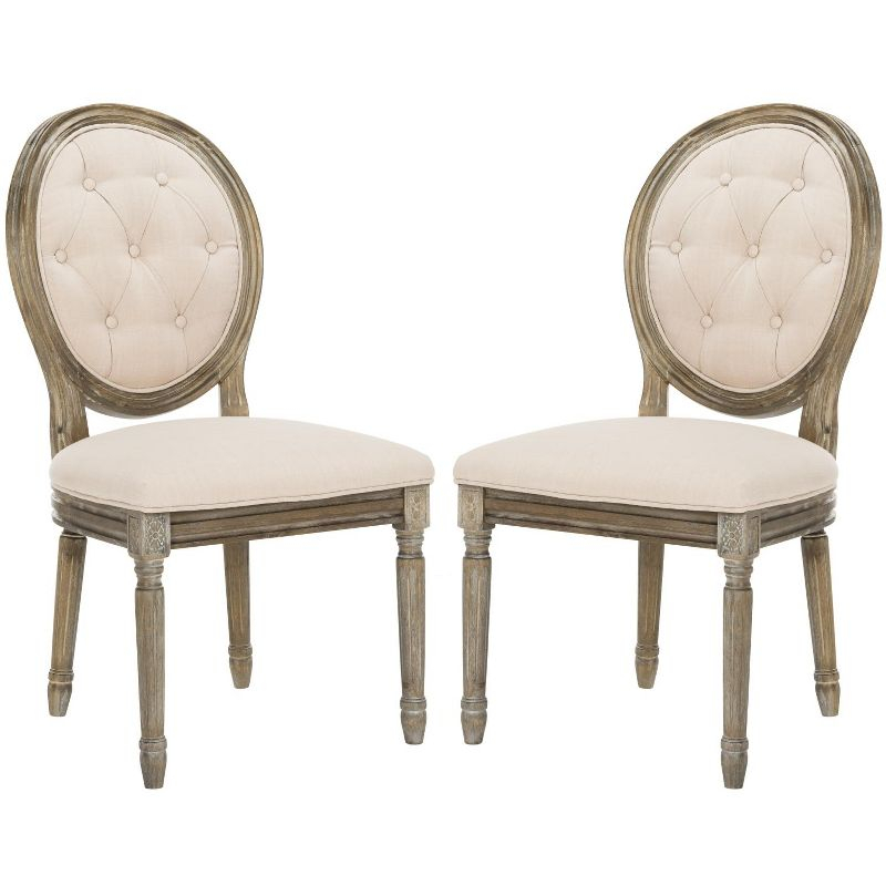 Holloway Tufted Oval Side Chair (Set of 2) - FOX6235 - Beige - Safavieh Couture