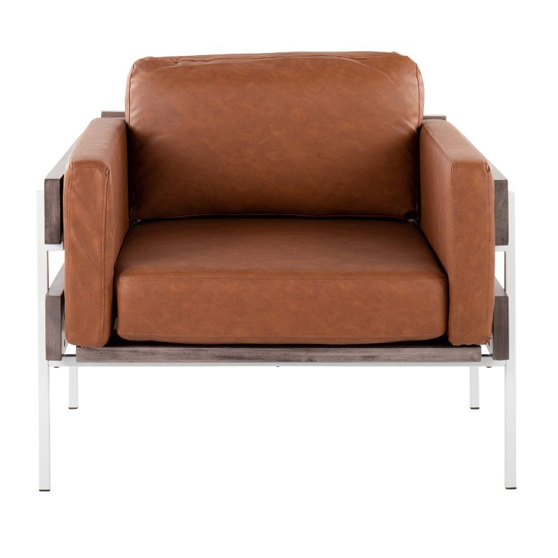 Kari Accent Chair: LumiSource, Upholstered Faux Leather, Metal Frame, Removable Cushions
